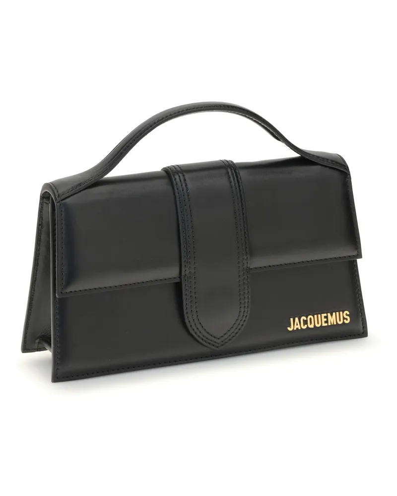 Jacquemus Women's Large Bambino Handbag Black Calf Leather Bos Taurus Handbags Hand Bags Black
