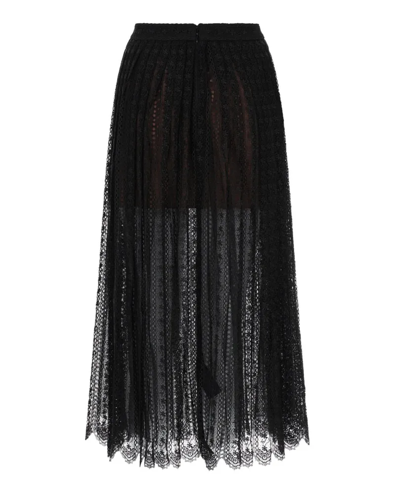 Self-Portrait Lace Midi Skirt — Black Black