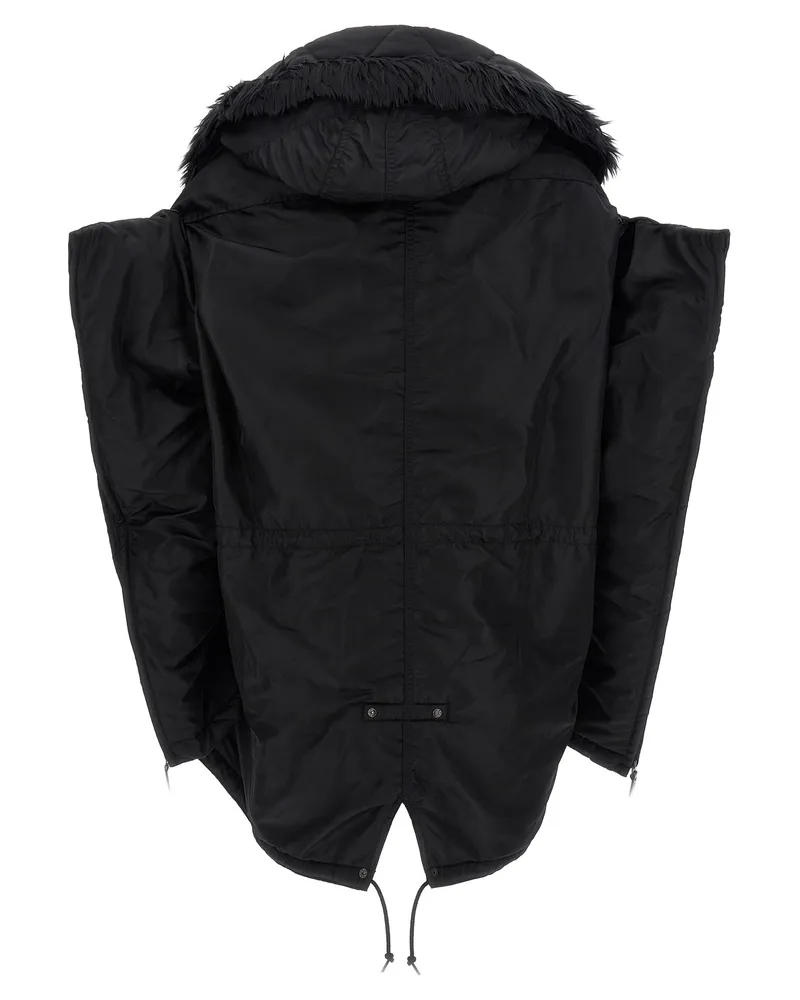 Junya Watanabe Women Black Nylon Full-Length Jacket Clothing Black