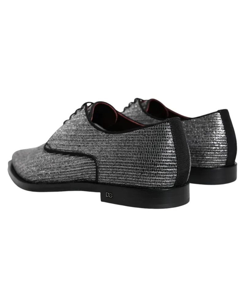 Dolce & Gabbana Men's Silver Polyurethane Derby Formal Dress Shoes Black Black
