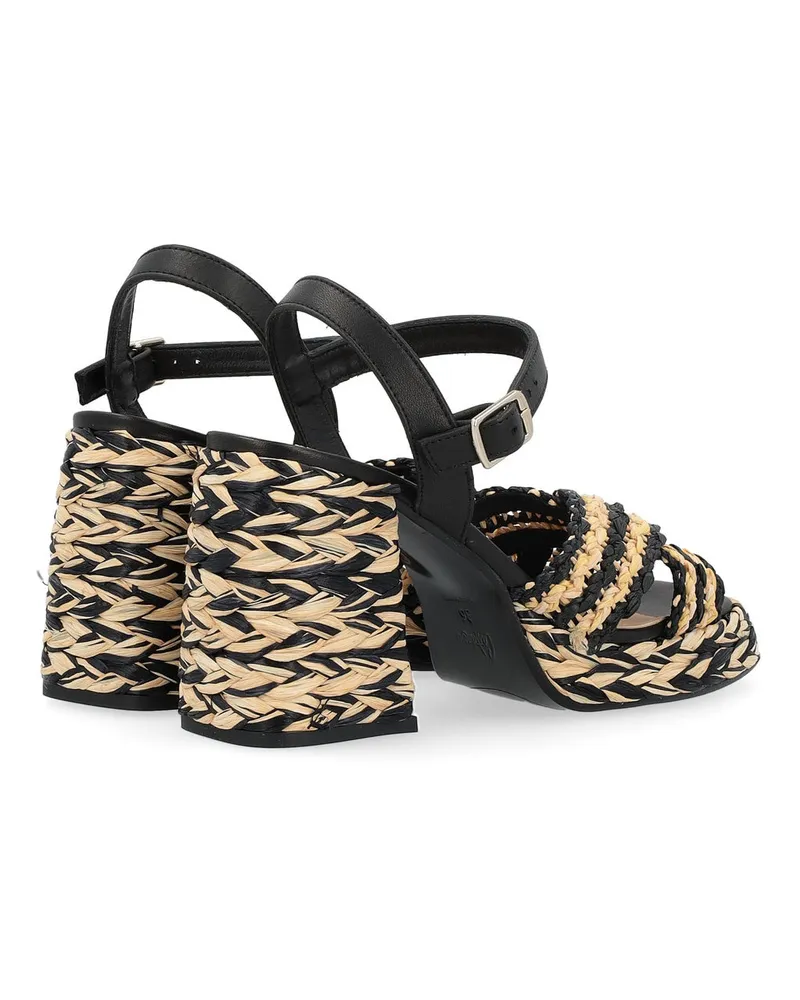 Castañer Women's Valeria Sandal Black Rafia Leather Black