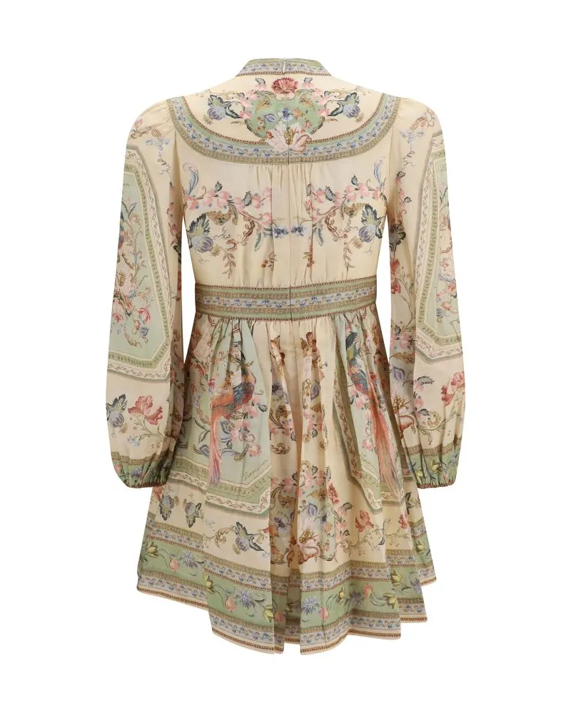 Zimmermann Women's Multicolor Linen Casual Dress Beige