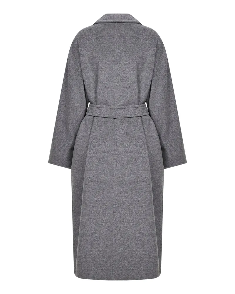 Max Mara Women's Grey Icon Belted Coat Virgin Wool Gray