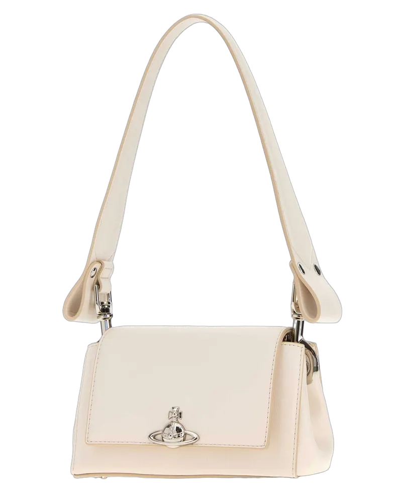 Vivienne Westwood Women's Ivory Synthetic Leather Small Hazel Shoulder Bag White Borse A Mano White
