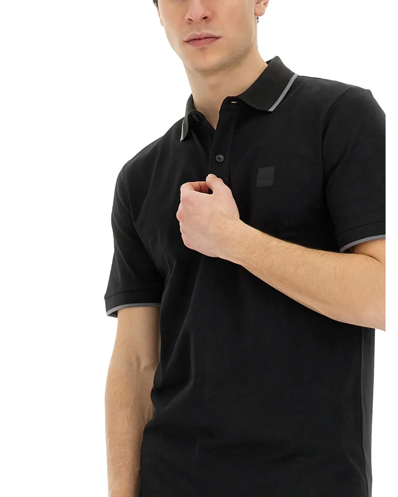 HUGO BOSS Regular Fit Cotton Polo Shirt — Black Black