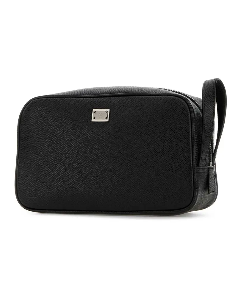 Dolce & Gabbana Men's Vitello Leather Travel Wallet Black Calfskin Black