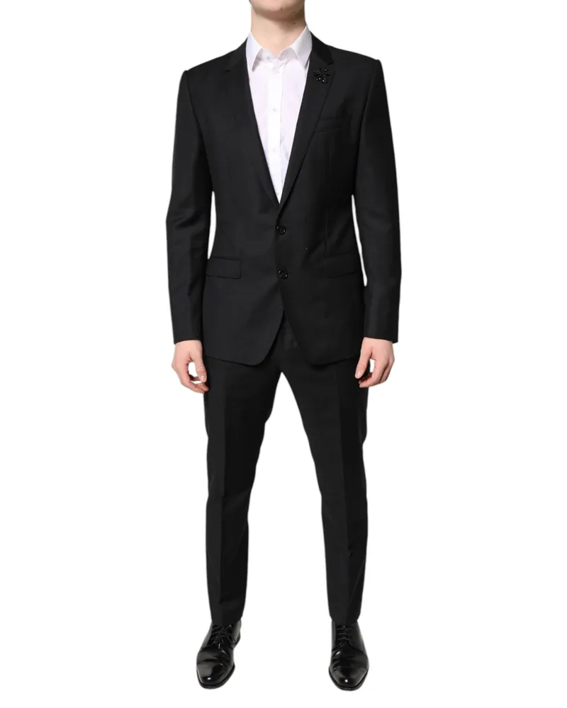 Dolce & Gabbana Virgin Wool Single-Breasted Pant Suit — Black Black