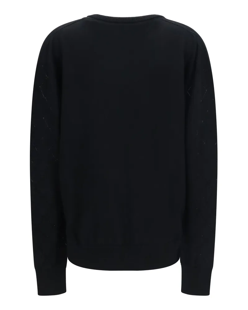 Balmain Women's V-Neck Sweater Noir Merino Wool Ovis Aries Black
