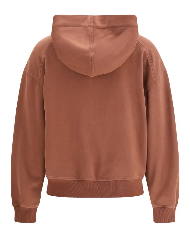 Brunello Cucinelli Women's Hooded Smooth Cotton Sweatshirt With Shiny Zipper Pull Brandy Brown Sweatshirts Sweater Brown