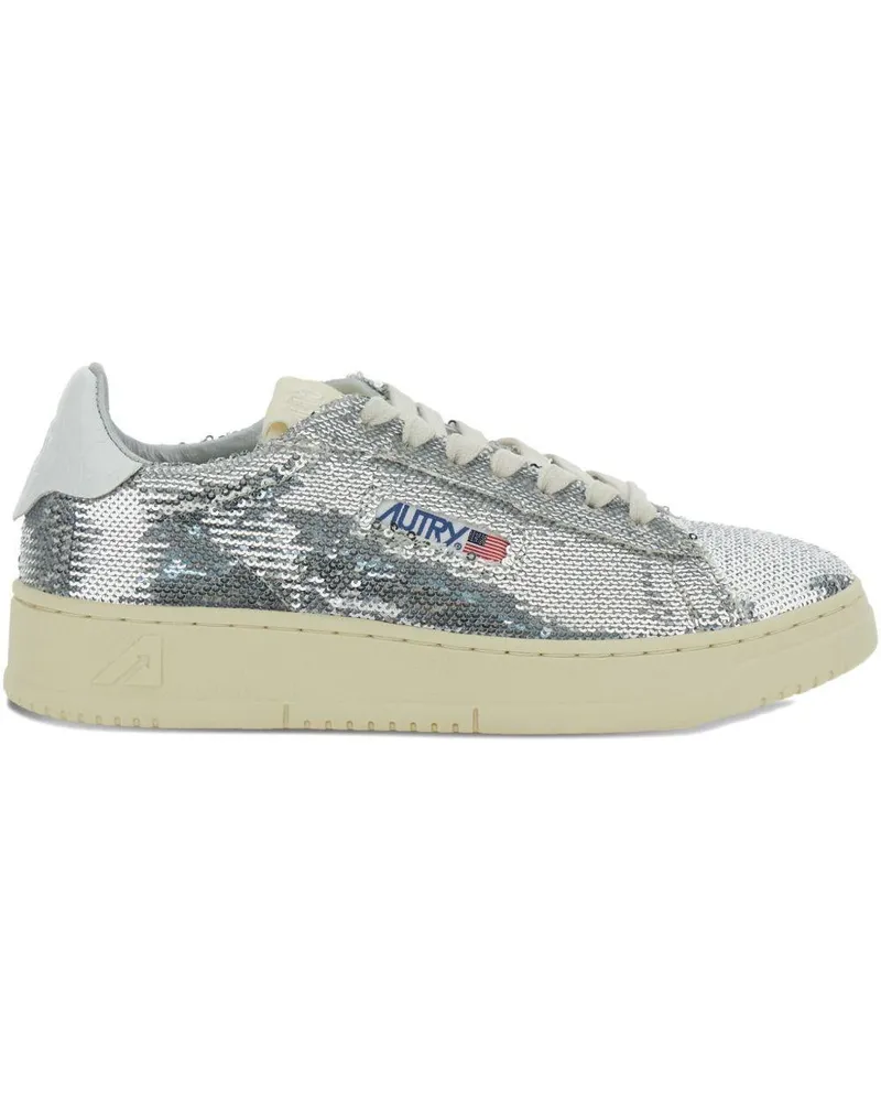 AUTRY Women's Medalist Low Sneakers Silver Polyester Trainers Silver