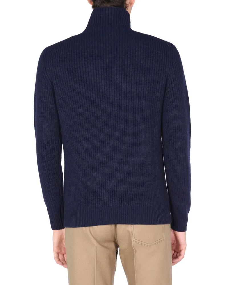 Ballantyne Turtleneck English Rib Knit Sweater — Black Black