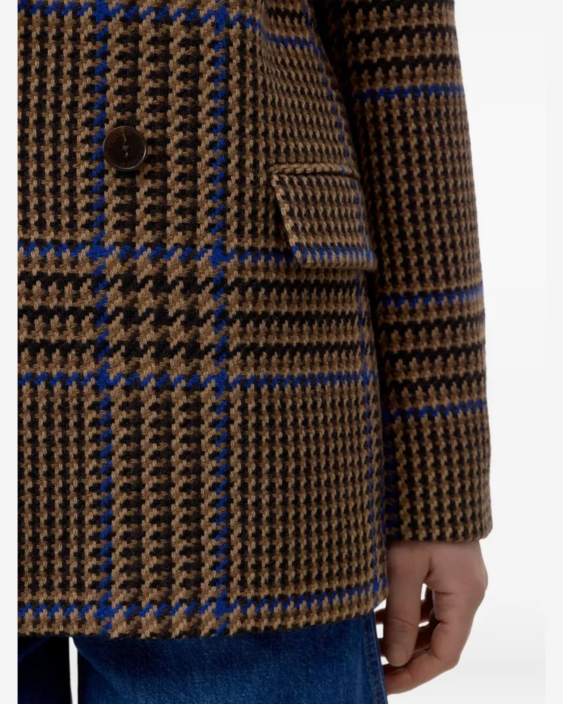 Closed Houndstooth Check Wool Blend Blazer — Brown Brown
