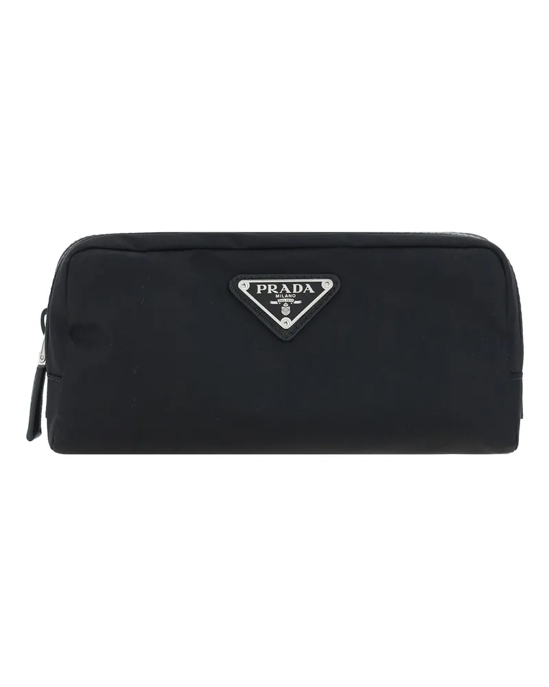 Prada Re-Nylon with Leather Details Travel Wallet — Black Black