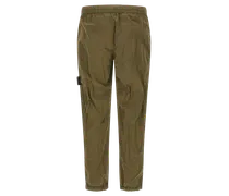 Nylon Metal Ankle-Zip Cargo Pants — Green