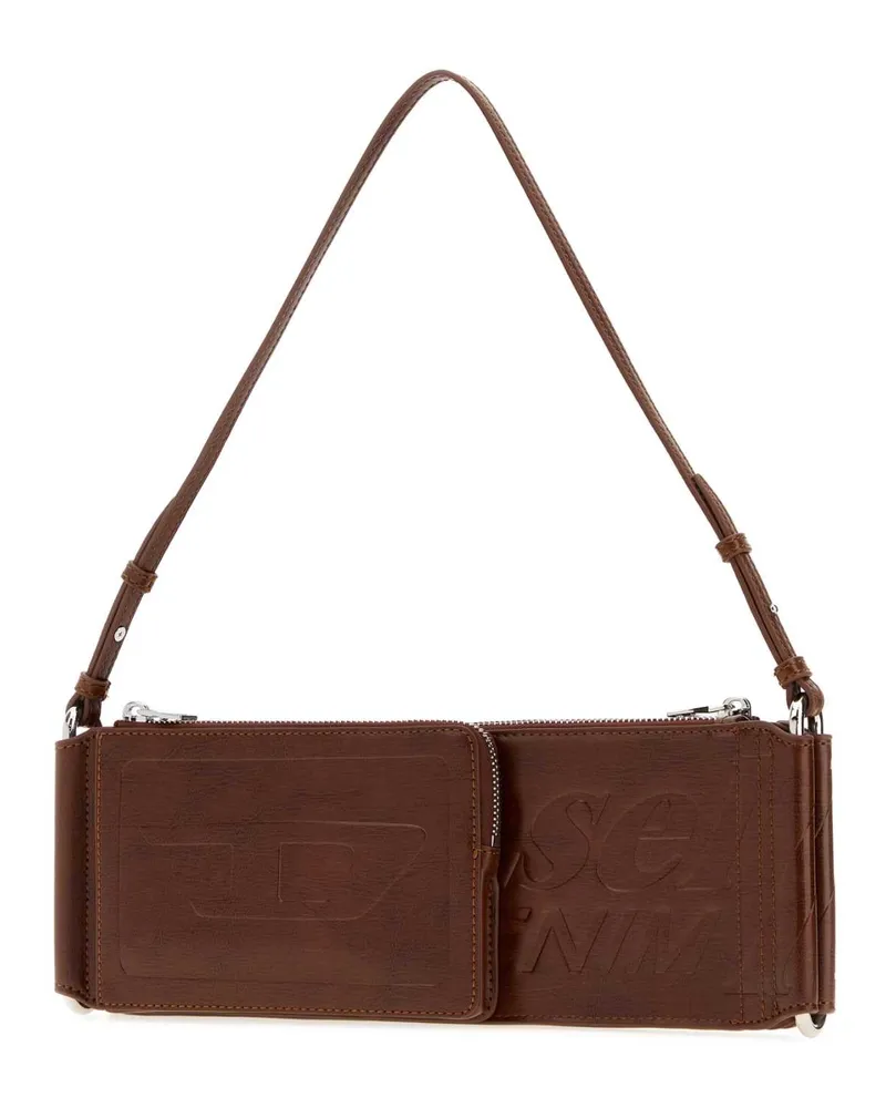 Diesel Women's Brown Synthetic Leather Flag-D Shoulder Bag T2618 Borse A Mano Brown