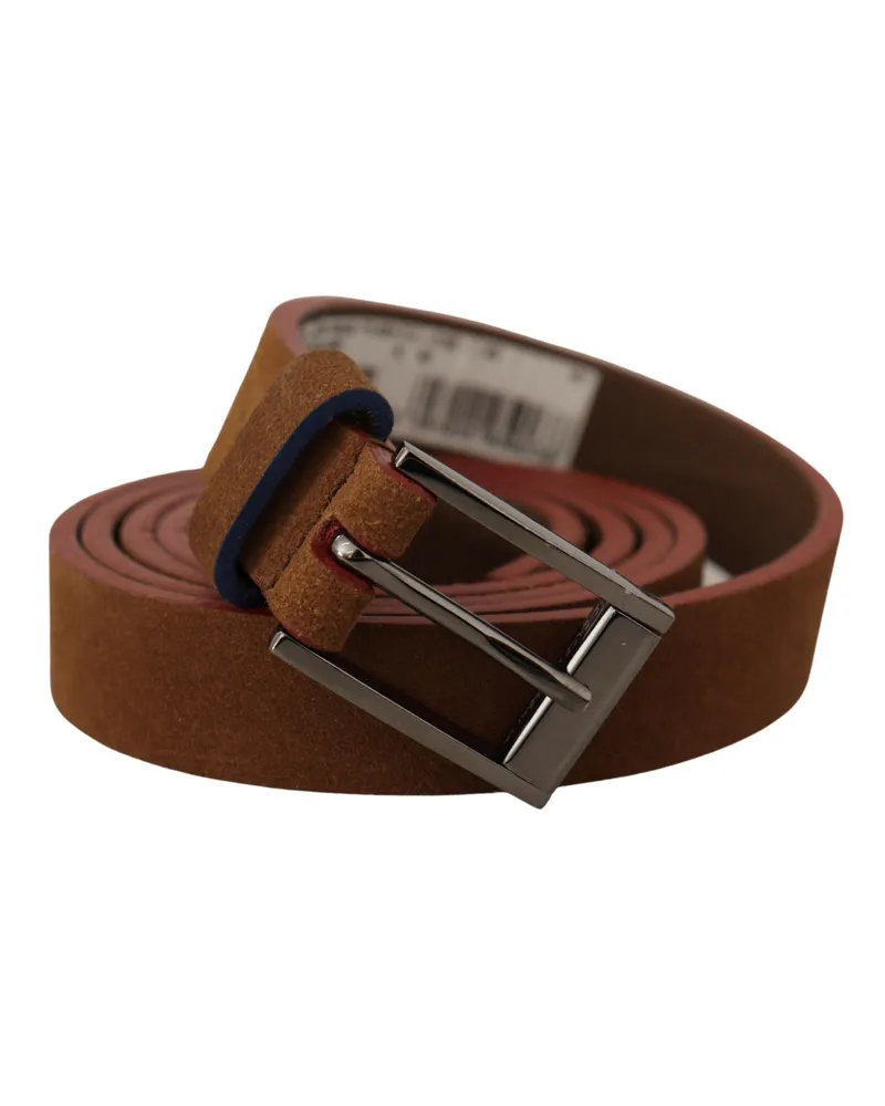 Dolce & Gabbana Women's Brown Logo Engraved Metal Waist Buckle Belt Leather Brown