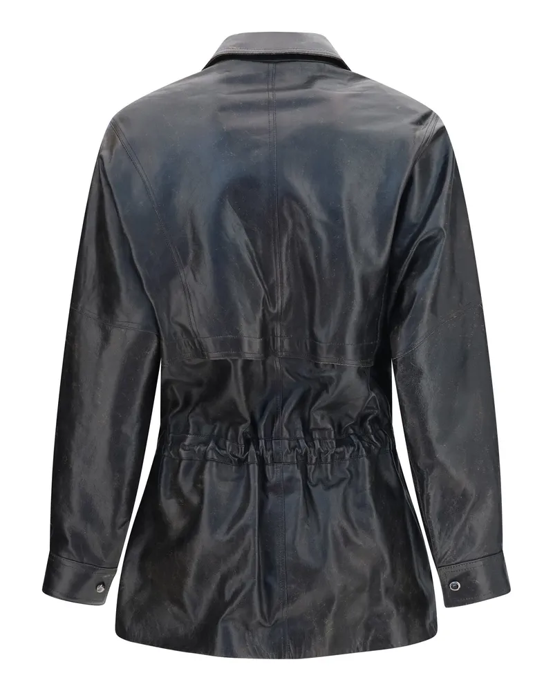 Magda Butrym Women's Vintage Leather Jacket With Drawstring Vntg Black Sheep Vntg