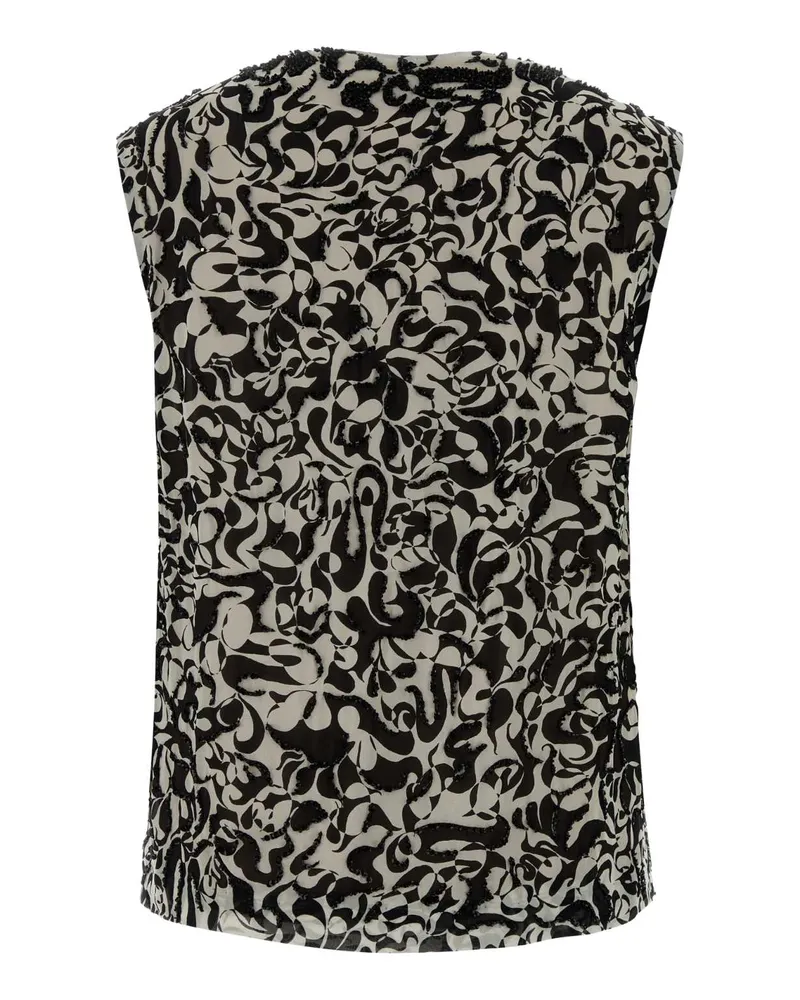 Dries van Noten Women's Printed Crepe College Top Black Maglie Sweater Black