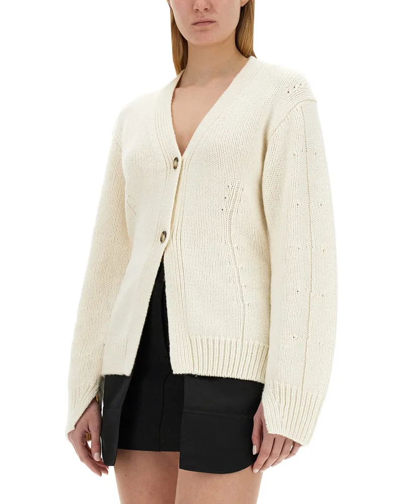 Helmut Lang Wool Blend Cardigan — Ivory Ivory