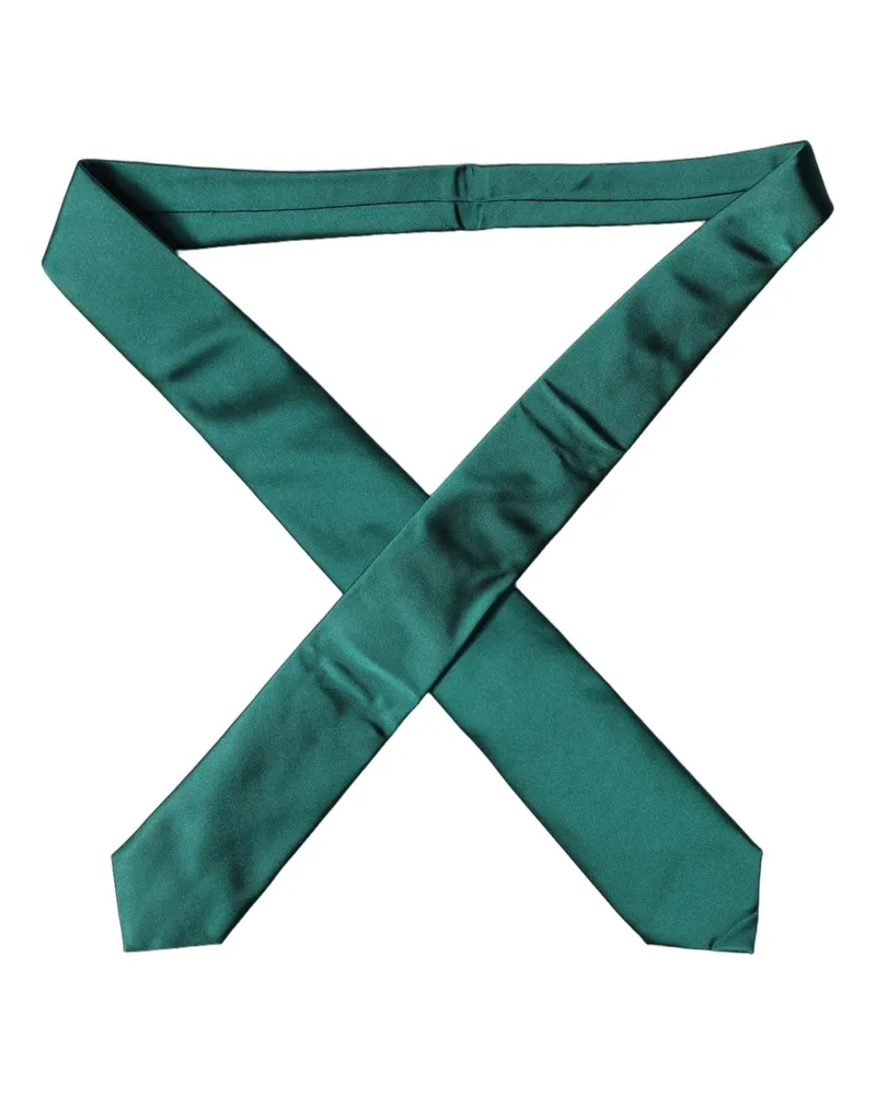 Dolce & Gabbana Dark Green Satin Silk Adjustable Women Tied Necktie Tie Green