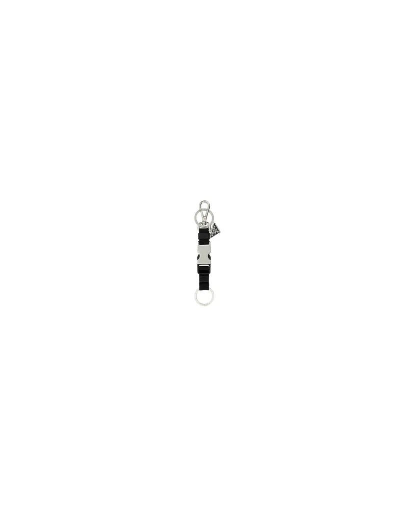 Prada Men's Black Fabric Keyring Nero Acciaio-Poliammidericiclat Portachiavi Keychains Black