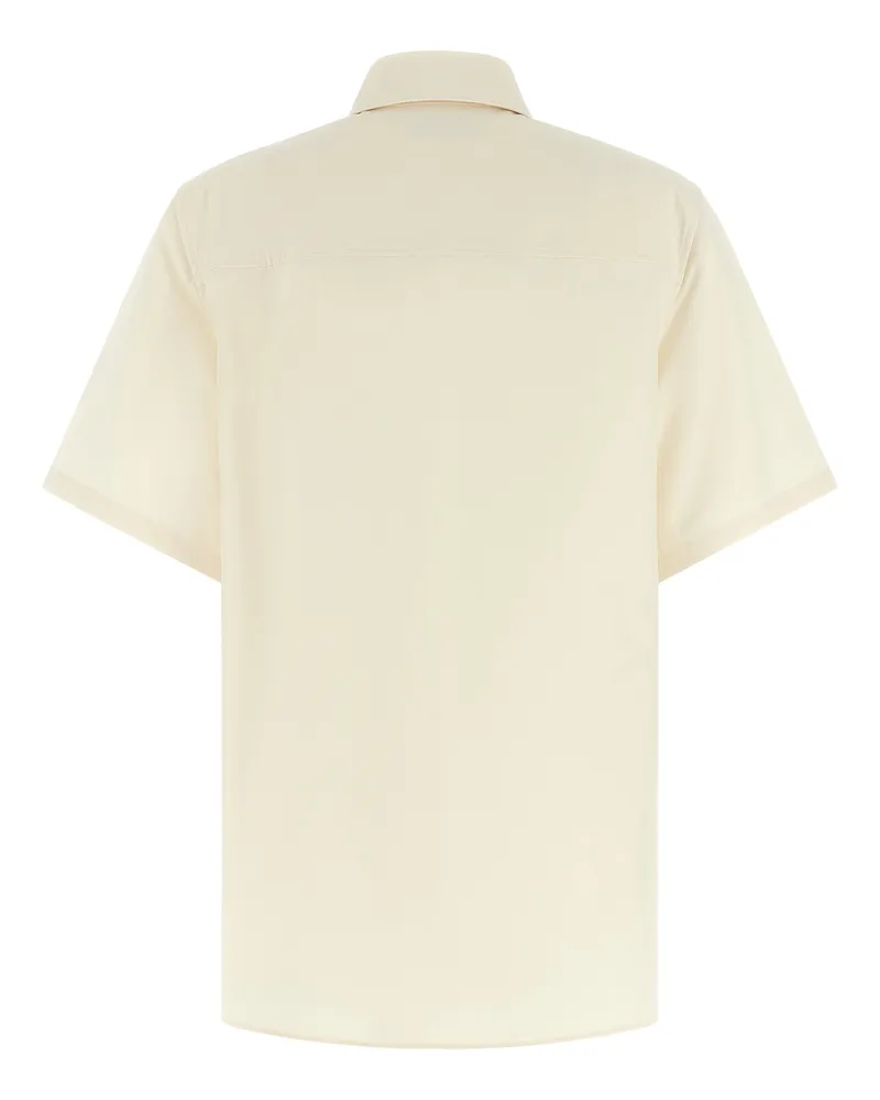 Ferragamo Cotton-Silk Blend with Gancini Embroidery Shirt — Cream Cream