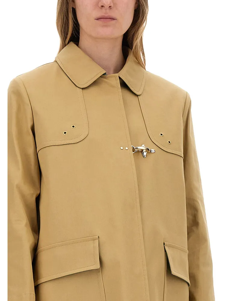 Fay Cotton Blend Car Coat Coat — Beige Beige