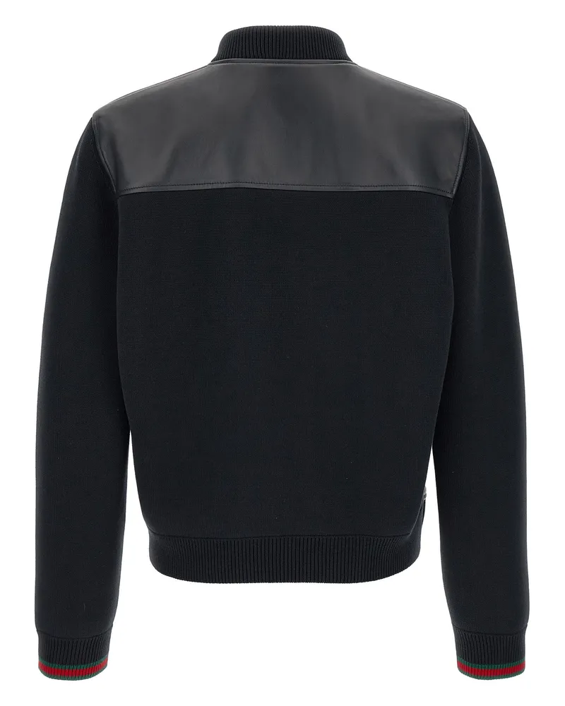 Gucci Men's Blue Lamb Leather Jacket Clothing Black