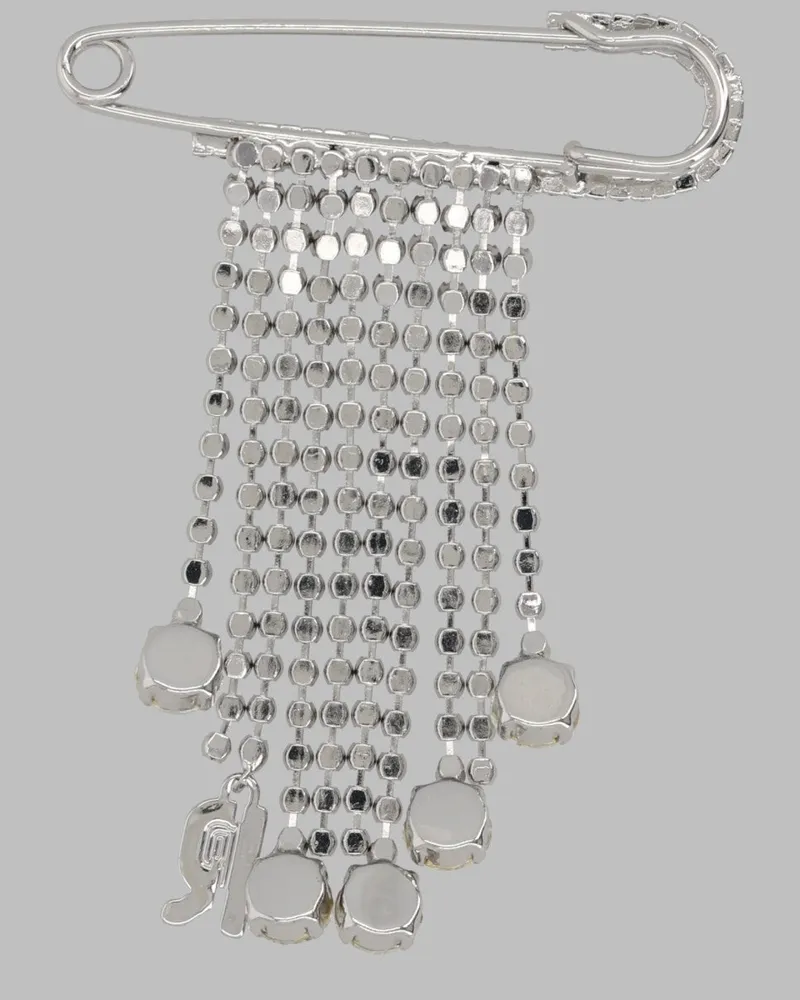 Paco Rabanne Rhinestone-Embellished Brooch — Silver Silver