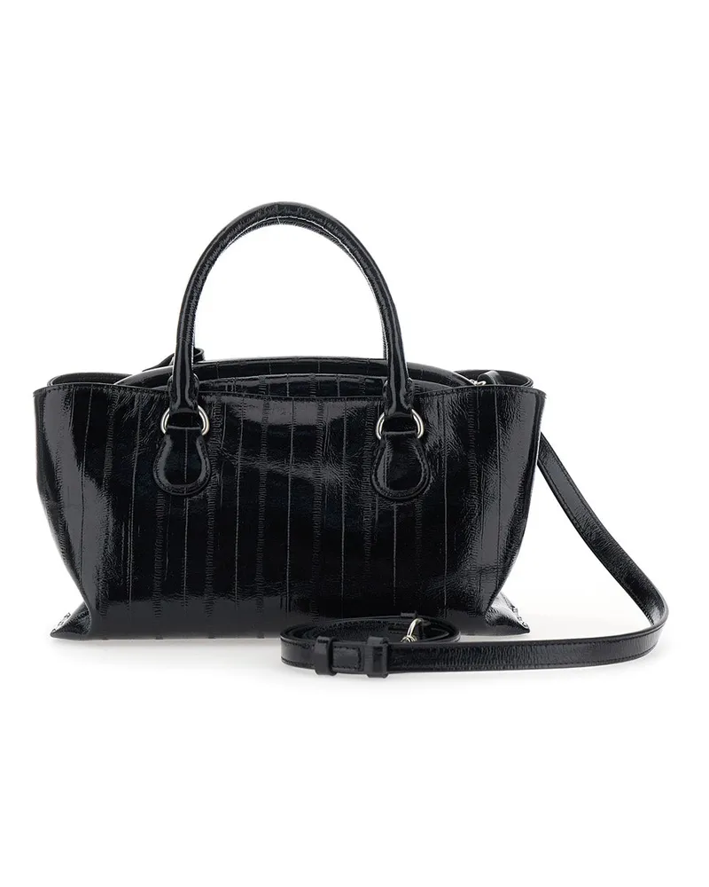 OSOI Women's Shoulder Bag Shell Brot Mini Black Leather Cow Black