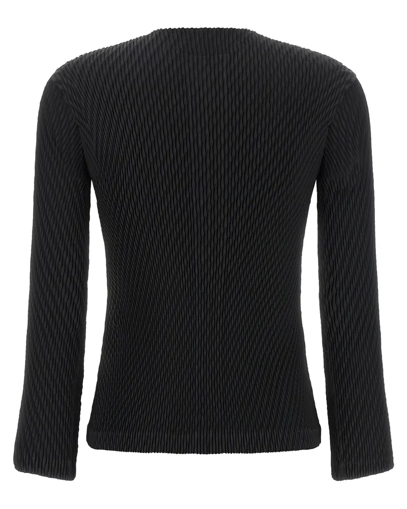 Issey Miyake Rhombus Pleats Cardigan — Black Black