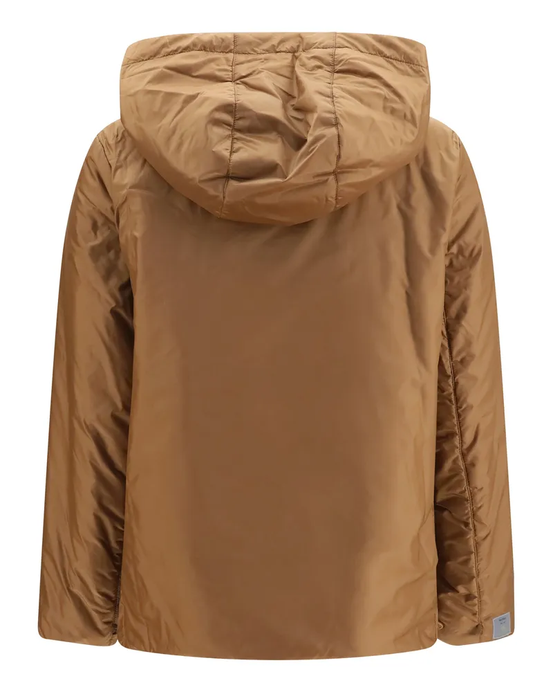 Max Mara Women's Hooded Padded Jacket Caramel Outer Polyester Beige