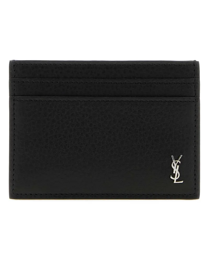 Saint Laurent Men's Leather Card Case Black Calf Cases Black