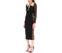 Women's Black Polyester Cocktail Dress