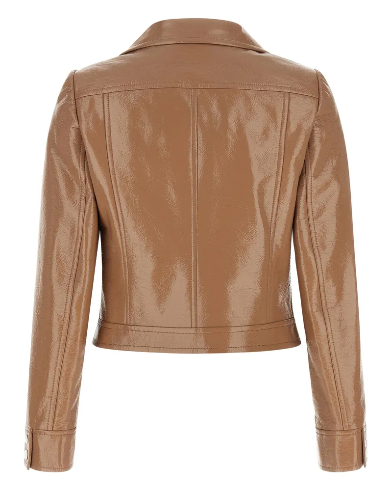 Courrèges Vinyl with Logo-Inlaid Jacket — Camel Camel