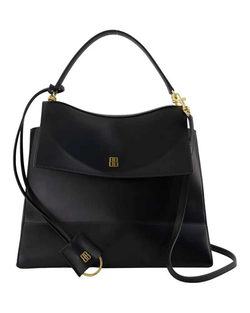 Balenciaga Women's Nano Top Handle Medium Purse -  Leather Black Lambskin Bags Handbags-Purses Black