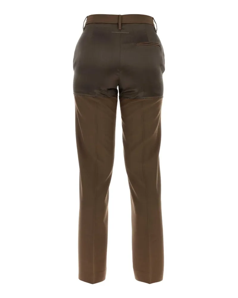 Maison Margiela Women's Two-Tone Wool Blend Trousers Brown Polyester Virgin Brown