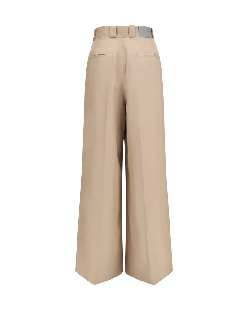 Balenciaga Women Beige Cotton Flared Pants Beige