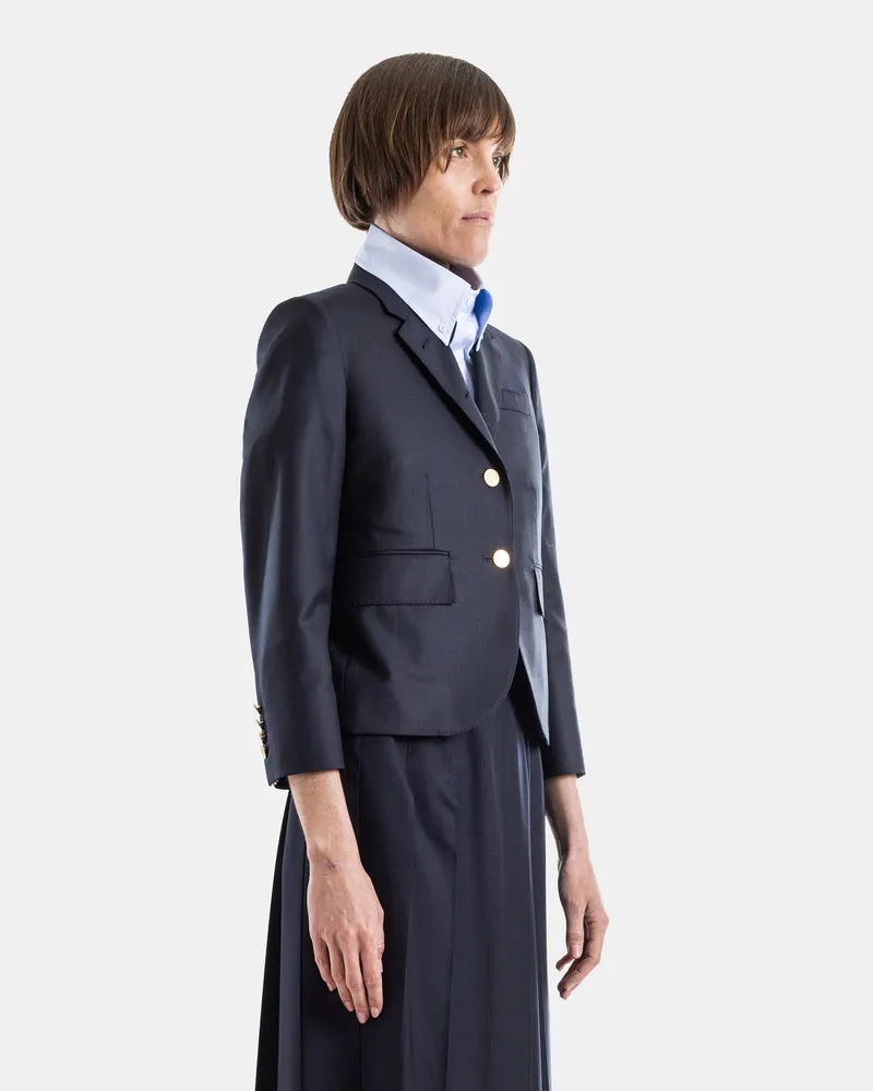 Thom Browne Women's Twill Tailored High Armhole Navy Jacket Blue Coat Navy
