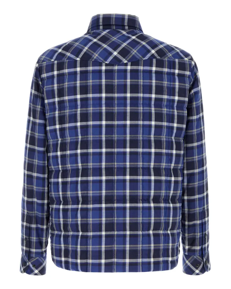 Moncler Men's Embroidered Stretch Cotton Shirt F79 Camicie Blue