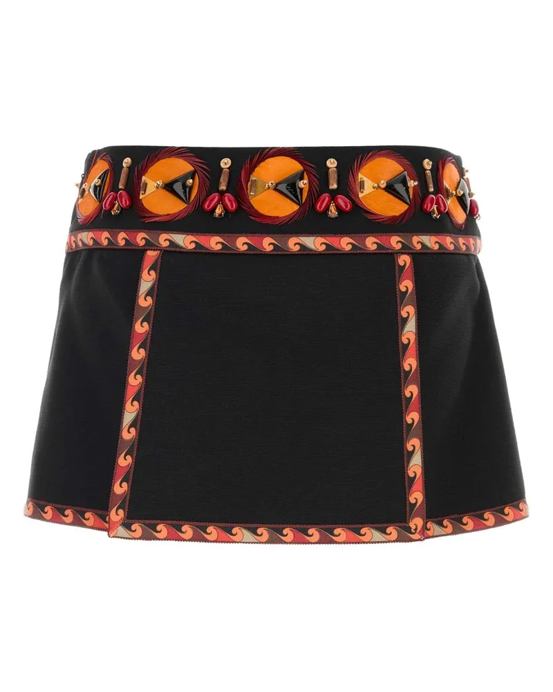 Emilio Pucci Women's Black Gabardine Mini Skirt Nero Gonne Black