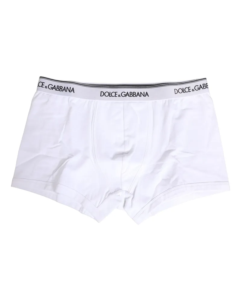 Dolce & Gabbana Men White Logo Waistband Cotton Boxer Underwear Elastane Clothing White