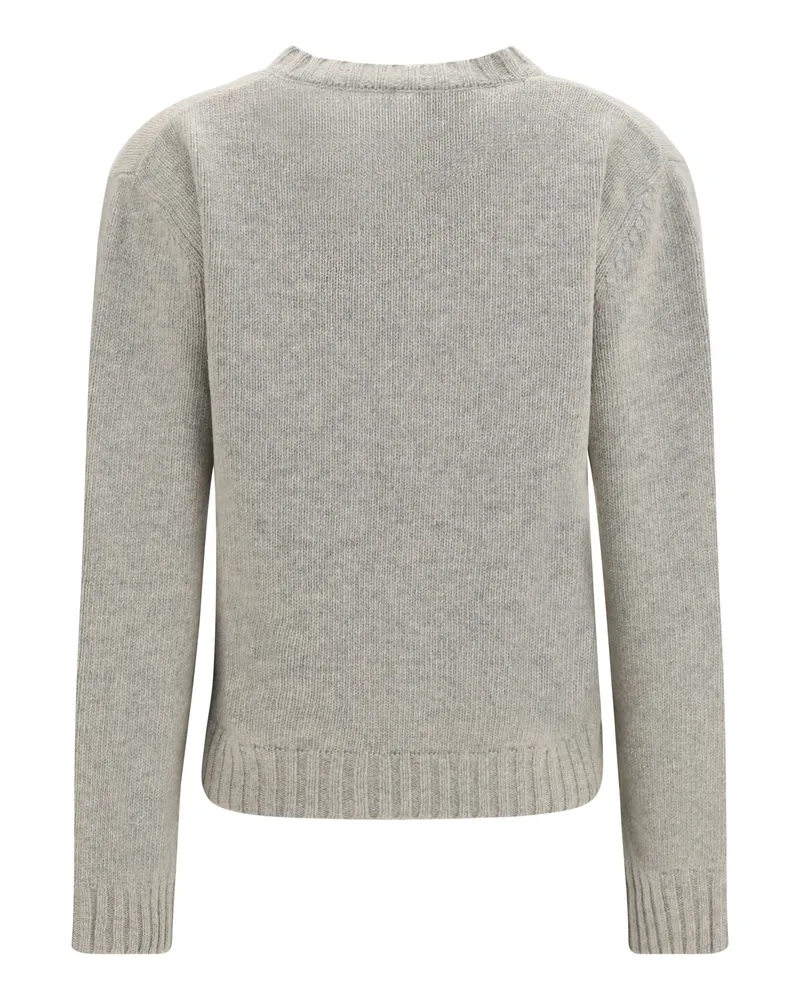 Maison Margiela Women's Knitted Sweater With Logo Lettering Grey Melange-Black Print Merino Wool (ovis Aries) Melange/black Gray