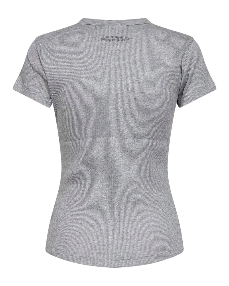 Isabel Marant Women's Grey Ribbed Cotton T-Shirt T-Shirts & Jerseys Gray