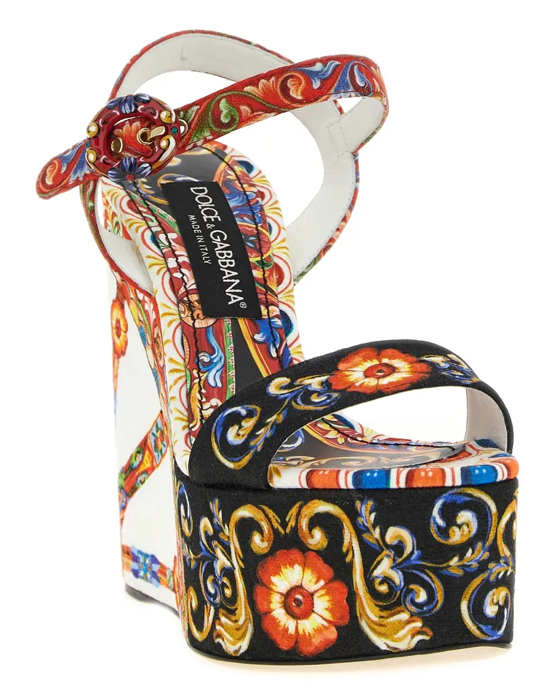 Dolce & Gabbana Women's Multicolor Viscose Wedge Sandals Multicolor