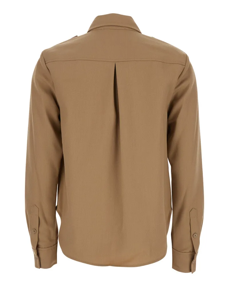Michael Kors Women's Beige Shirt With Patch Pockets Polyester Blouses Beige
