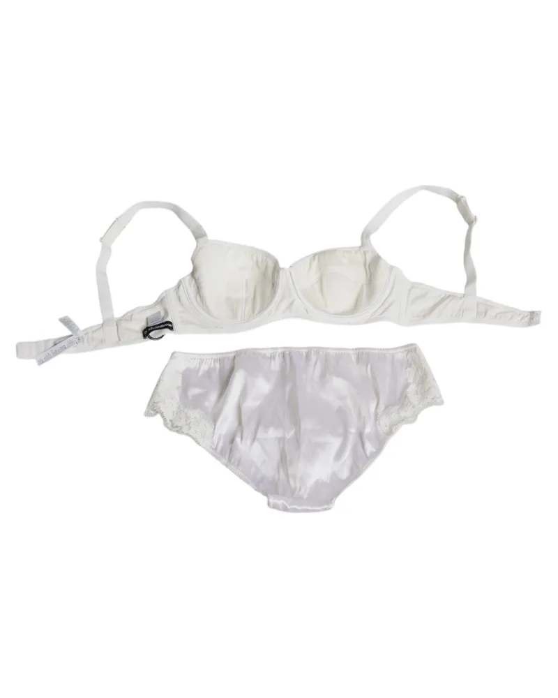 Dolce & Gabbana Silk Stretch Balconette Bra and Panty Set — White White