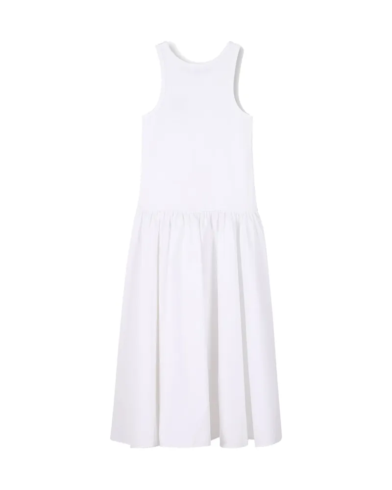 DKNY Cotton with Touch-Stretch Trim Dress — White White