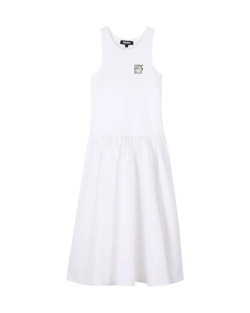 DKNY Cotton with Touch-Stretch Trim Dress — White White