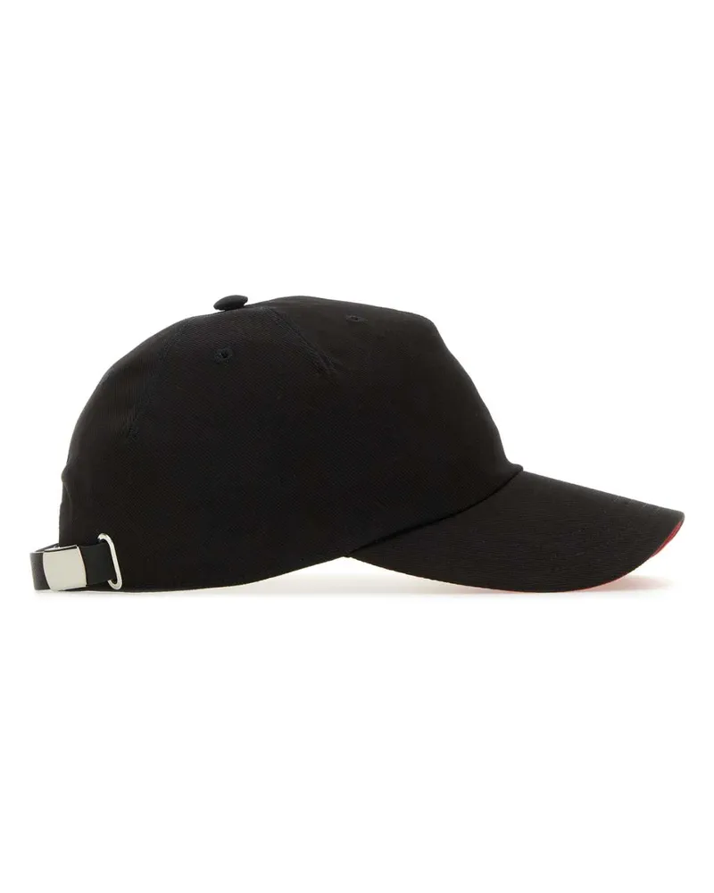 Alexander McQueen Men Black Cotton Baseball Hat Blackred Cappelli Black